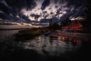 Solnedgång vid Strandhuset